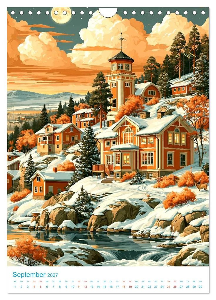 Weitere Ansicht: Schweden - Old School Poster Style (Wandkalender 2027 DIN A4 hoch), CALVENDO Monatskalender | Val Thoermer, Calvendo