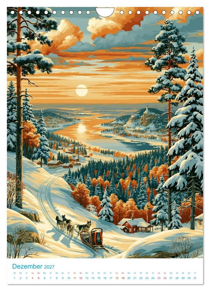 Weitere Ansicht: Schweden - Old School Poster Style (Wandkalender 2027 DIN A4 hoch), CALVENDO Monatskalender | Val Thoermer, Calvendo
