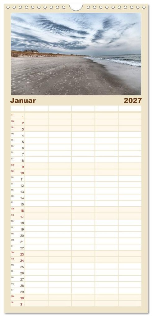 Weitere Ansicht: Familienplaner 2027 - Sylt mit 5 Spalten (Wandkalender, 21 x 45 cm) CALVENDO | ulrich niehoff, Calvendo