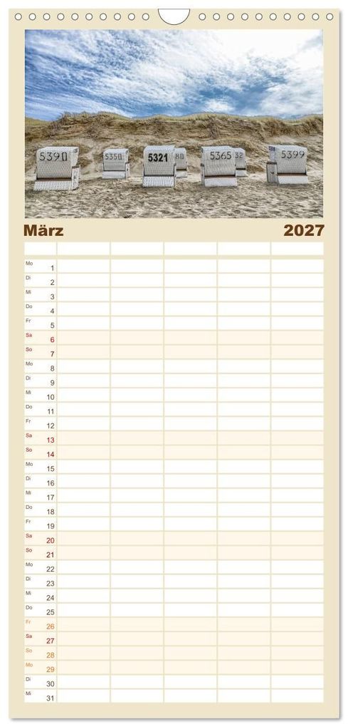 Weitere Ansicht: Familienplaner 2027 - Sylt mit 5 Spalten (Wandkalender, 21 x 45 cm) CALVENDO | ulrich niehoff, Calvendo