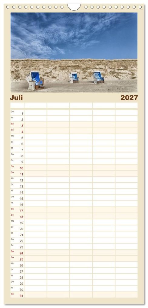 Weitere Ansicht: Familienplaner 2027 - Sylt mit 5 Spalten (Wandkalender, 21 x 45 cm) CALVENDO | ulrich niehoff, Calvendo