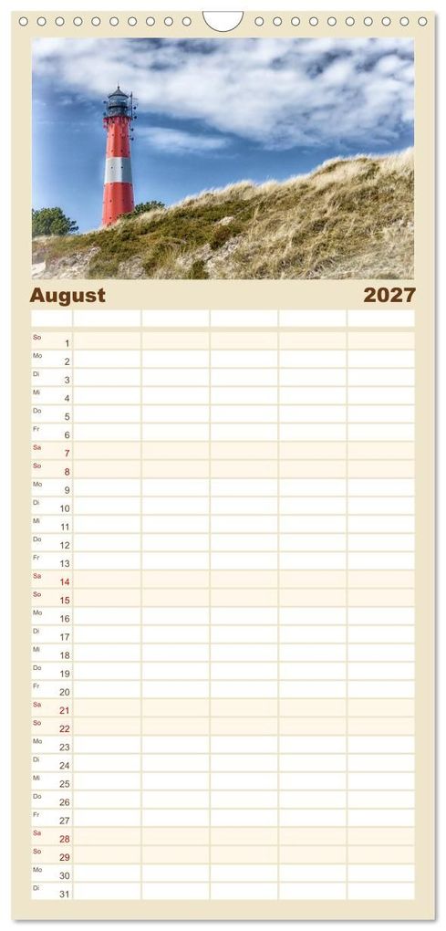 Weitere Ansicht: Familienplaner 2027 - Sylt mit 5 Spalten (Wandkalender, 21 x 45 cm) CALVENDO | ulrich niehoff, Calvendo