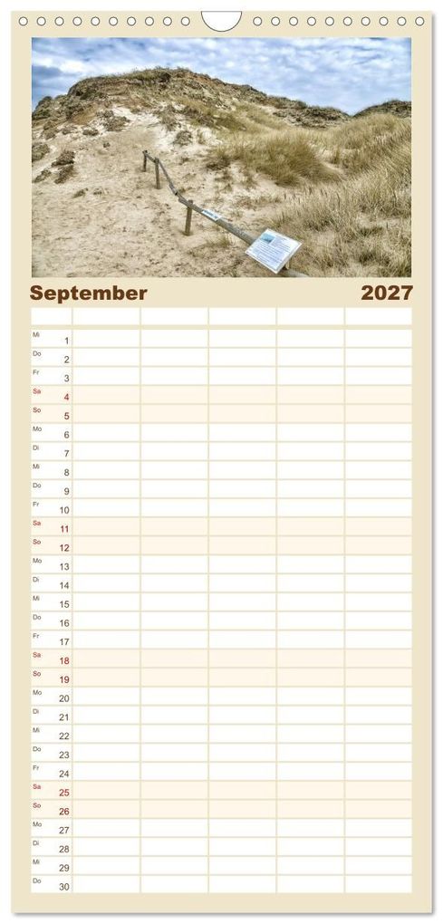 Weitere Ansicht: Familienplaner 2027 - Sylt mit 5 Spalten (Wandkalender, 21 x 45 cm) CALVENDO | ulrich niehoff, Calvendo