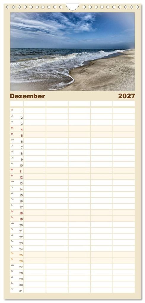Weitere Ansicht: Familienplaner 2027 - Sylt mit 5 Spalten (Wandkalender, 21 x 45 cm) CALVENDO | ulrich niehoff, Calvendo