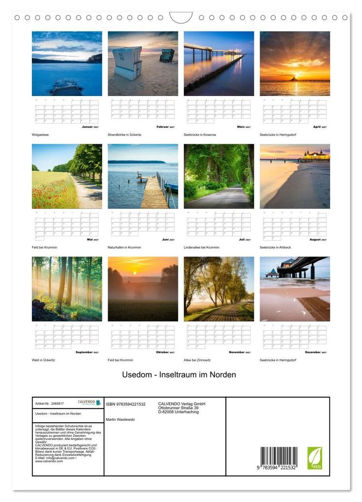 Weitere Ansicht: Usedom - Inseltraum im Norden (Wandkalender 2027 DIN A3 hoch), CALVENDO Monatskalender | Martin Wasilewski, Calvendo