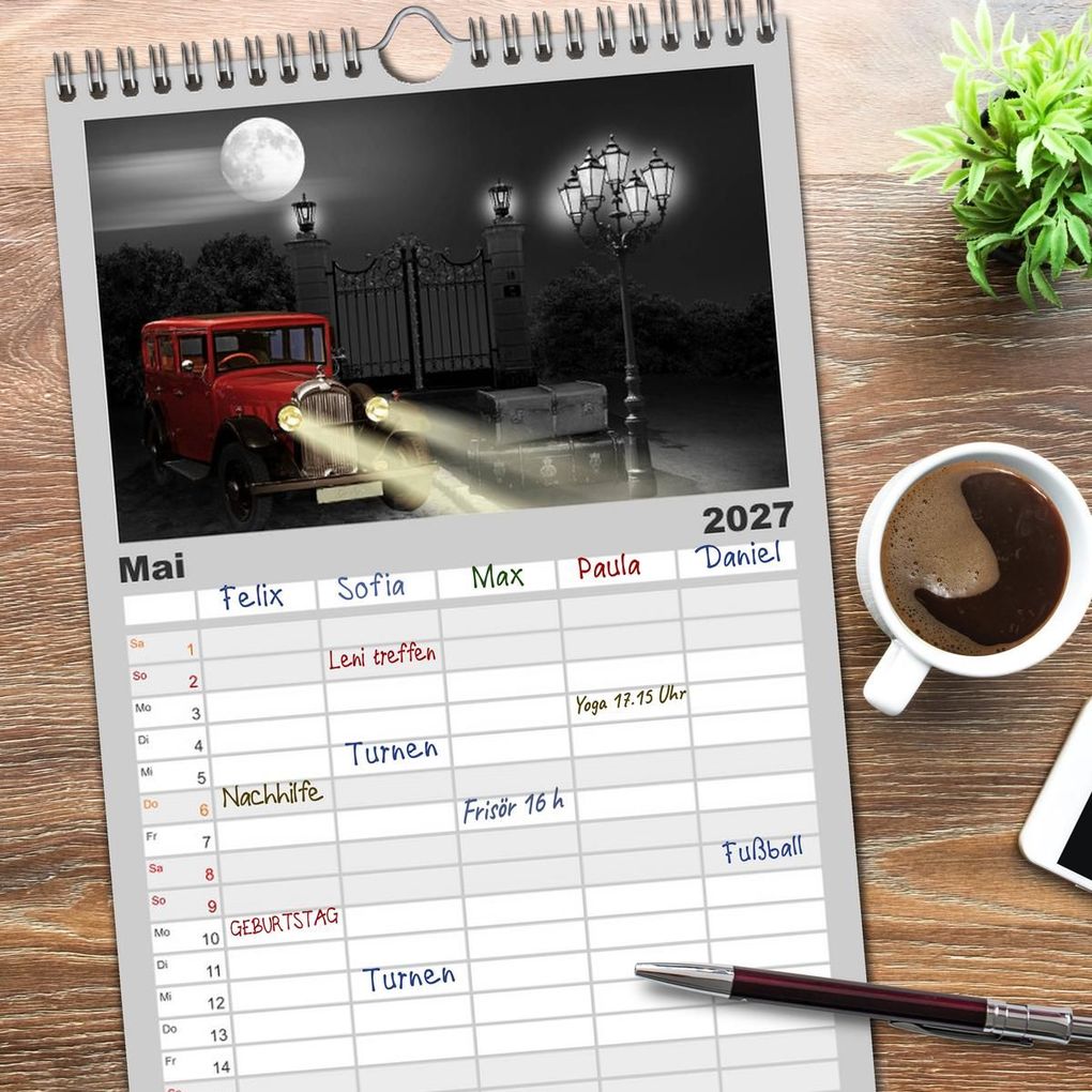 Weitere Ansicht: Familienplaner 2027 - Oldtimer auf Reisen mit 5 Spalten (Wandkalender, 21 x 45 cm) CALVENDO | Monika Jüngling alias Mausopardia, Calvendo