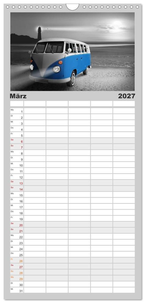 Weitere Ansicht: Familienplaner 2027 - Oldtimer auf Reisen mit 5 Spalten (Wandkalender, 21 x 45 cm) CALVENDO | Monika Jüngling alias Mausopardia, Calvendo