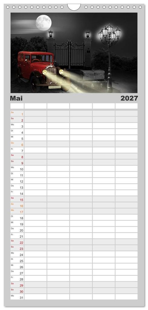 Weitere Ansicht: Familienplaner 2027 - Oldtimer auf Reisen mit 5 Spalten (Wandkalender, 21 x 45 cm) CALVENDO | Monika Jüngling alias Mausopardia, Calvendo