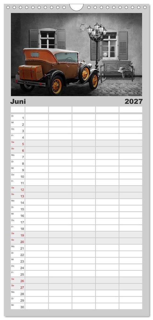 Weitere Ansicht: Familienplaner 2027 - Oldtimer auf Reisen mit 5 Spalten (Wandkalender, 21 x 45 cm) CALVENDO | Monika Jüngling alias Mausopardia, Calvendo
