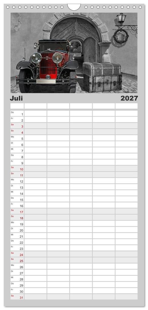 Weitere Ansicht: Familienplaner 2027 - Oldtimer auf Reisen mit 5 Spalten (Wandkalender, 21 x 45 cm) CALVENDO | Monika Jüngling alias Mausopardia, Calvendo