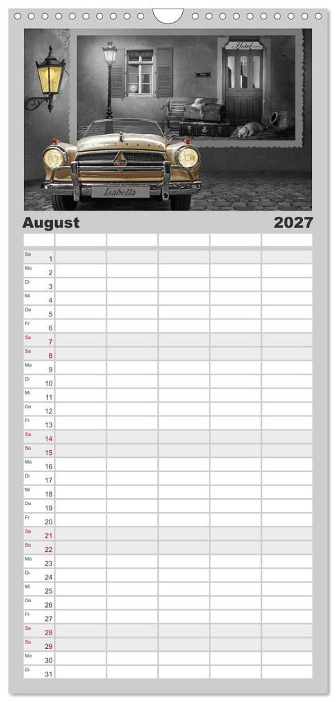 Weitere Ansicht: Familienplaner 2027 - Oldtimer auf Reisen mit 5 Spalten (Wandkalender, 21 x 45 cm) CALVENDO | Monika Jüngling alias Mausopardia, Calvendo