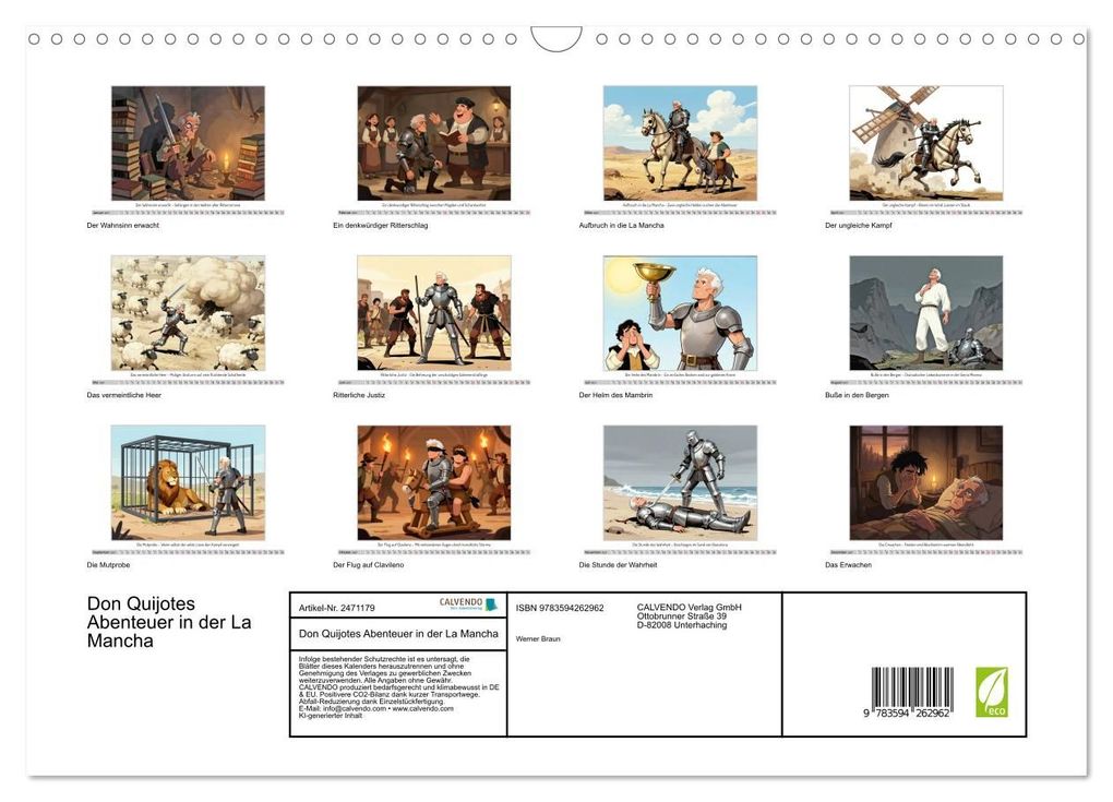 Weitere Ansicht: Don Quijotes Abenteuer in der La Mancha (Wandkalender 2027 DIN A3 quer), CALVENDO Monatskalender | Werner Braun, Calvendo
