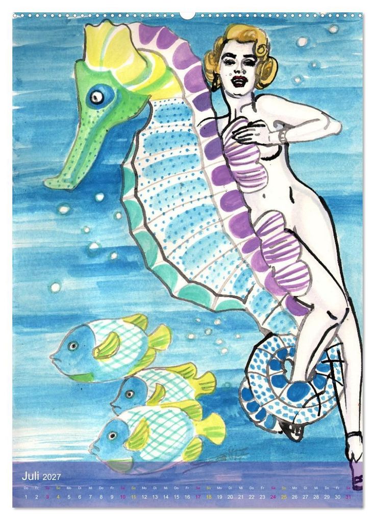 Weitere Ansicht: Mermaids, Pearls & Pirates. Sirenen, Perlen und Piraten. Phantasien mit Meeresrauschen (Wandkalender 2027 DIN A2 hoch), CALVENDO Monatskalender | Burlesque up your wall, Sara Horwath, Calvendo