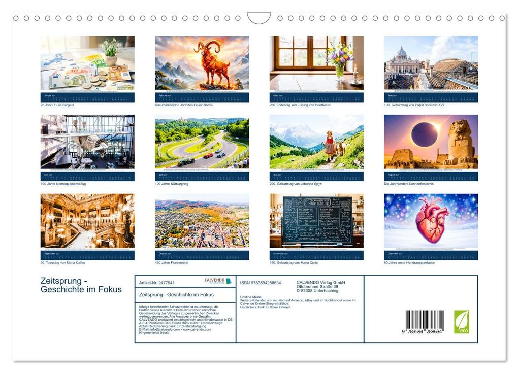 Weitere Ansicht: Zeitsprung - Geschichte im Fokus (Wandkalender 2027 DIN A3 quer), CALVENDO Monatskalender | Cristina Melas, Calvendo