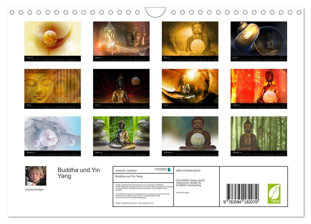 Weitere Ansicht: Buddha und Yin Yang (Wandkalender 2027 DIN A4 quer), CALVENDO Monatskalender | Claudia Burlager, Calvendo
