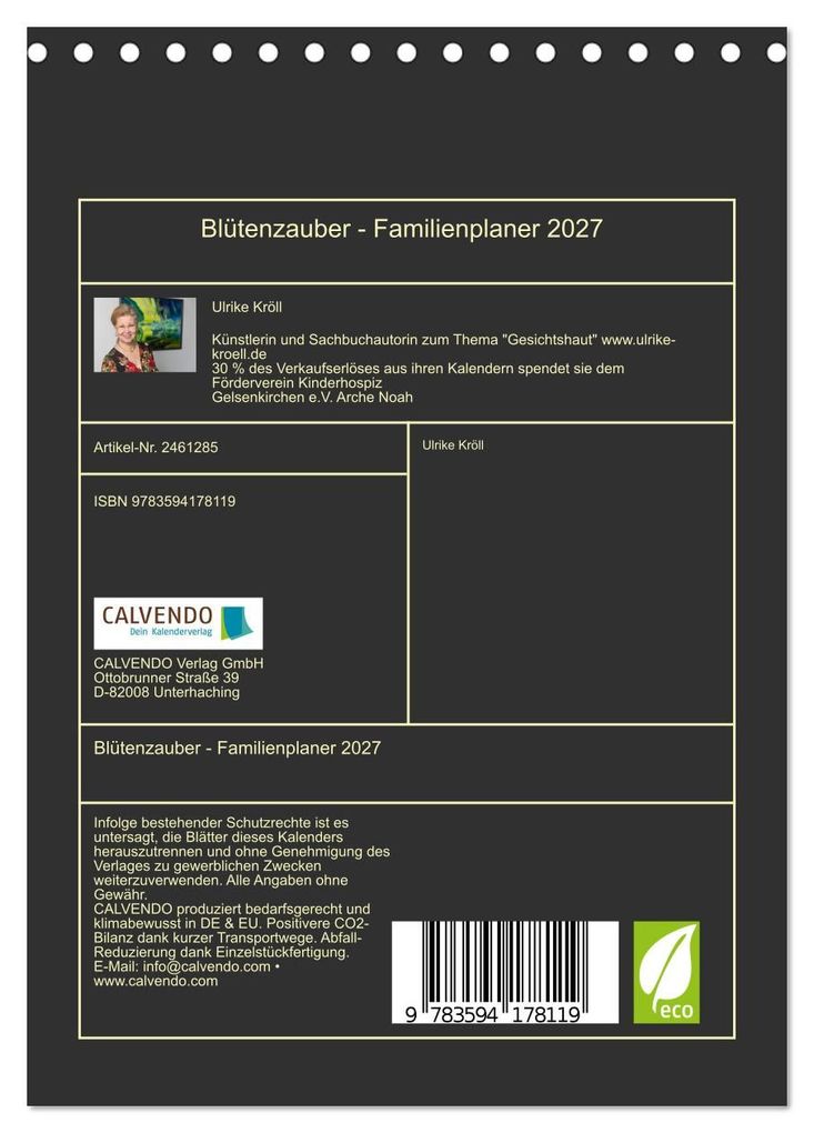 Weitere Ansicht: Blütenzauber - Familienplaner 2027 (Tischkalender 2027 DIN A5 hoch), CALVENDO Monatskalender | Ulrike Kröll, Calvendo