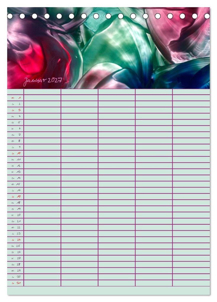 Weitere Ansicht: Blütenzauber - Familienplaner 2027 (Tischkalender 2027 DIN A5 hoch), CALVENDO Monatskalender | Ulrike Kröll, Calvendo