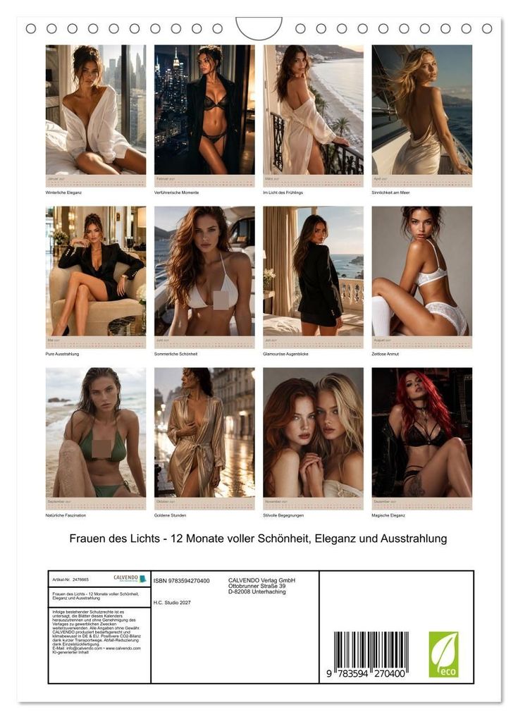 Weitere Ansicht: Frauen des Lichts - 12 Monate voller Schönheit, Eleganz und Ausstrahlung (Wandkalender 2027 DIN A4 hoch), CALVENDO Monatskalender | H.C. Studio 2027, Calvendo