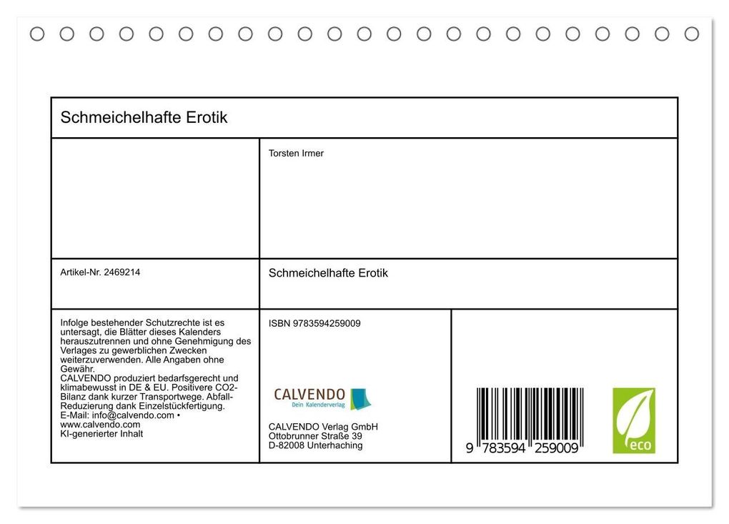 Weitere Ansicht: Schmeichelhafte Erotik (Tischkalender 2027 DIN A5 quer), CALVENDO Monatskalender | Torsten Irmer, Calvendo