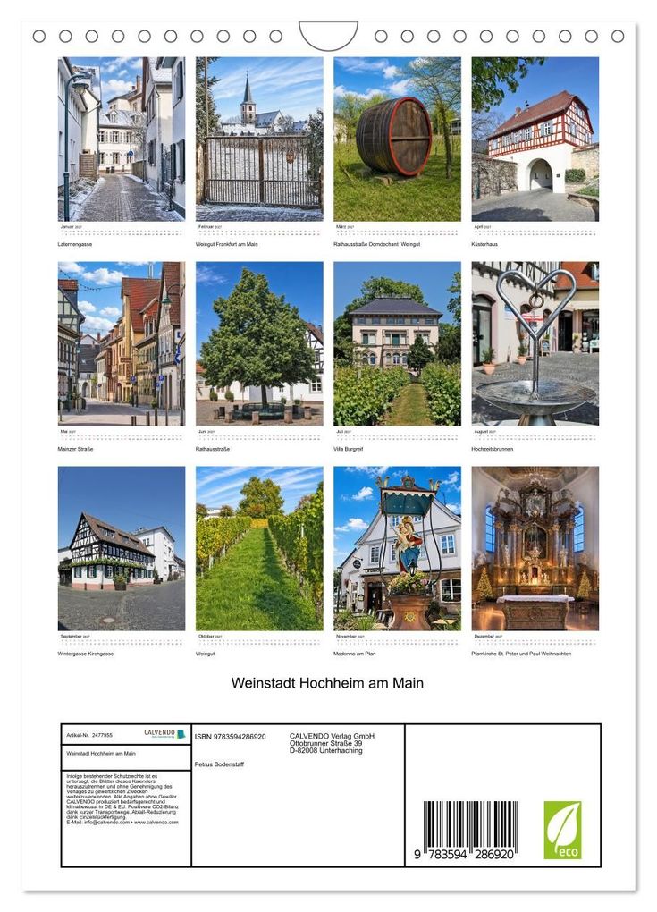 Weitere Ansicht: Weinstadt Hochheim am Main (Wandkalender 2027 DIN A4 hoch), CALVENDO Monatskalender | Petrus Bodenstaff, Calvendo