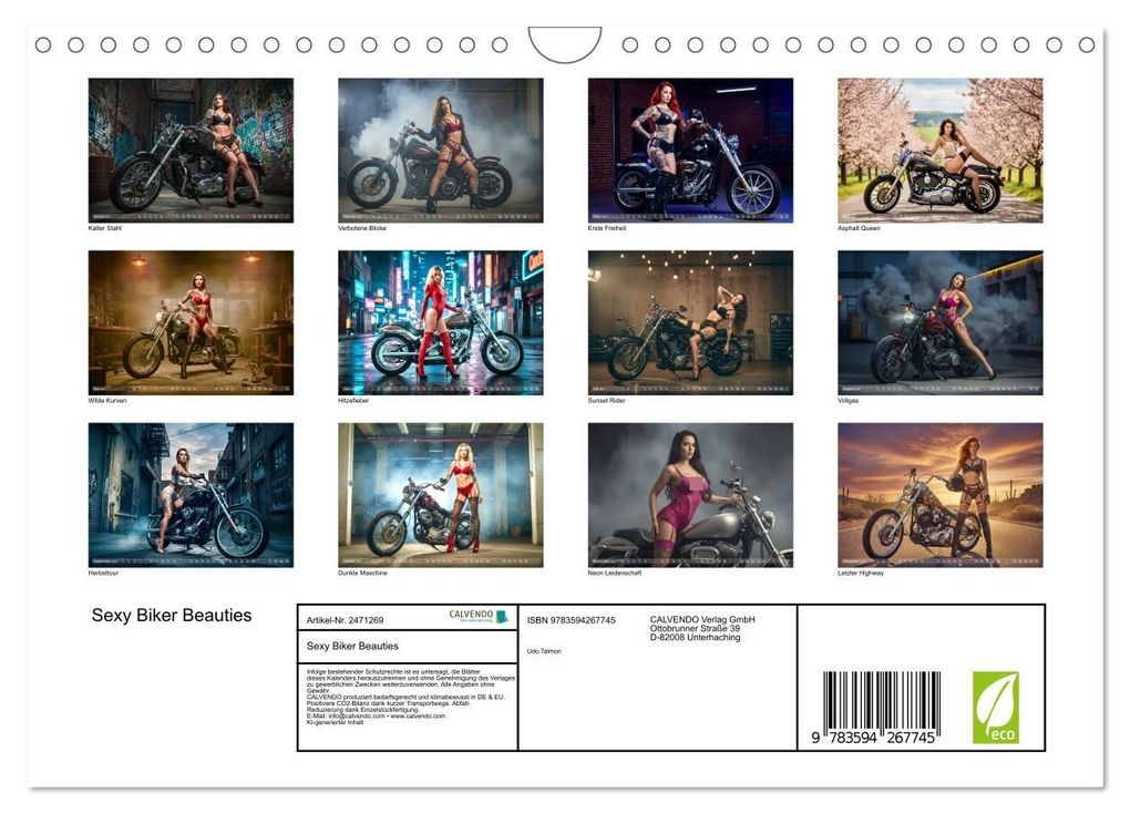 Weitere Ansicht: Sexy Biker Beauties (Wandkalender 2027 DIN A4 quer), CALVENDO Monatskalender | Udo Talmon, Calvendo
