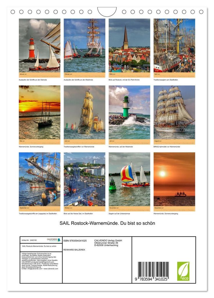Weitere Ansicht: SAIL Rostock-Warnemünde. Du bist so schön (Wandkalender 2027 DIN A4 hoch), CALVENDO Monatskalender | REINHARD BALZEREK, Calvendo