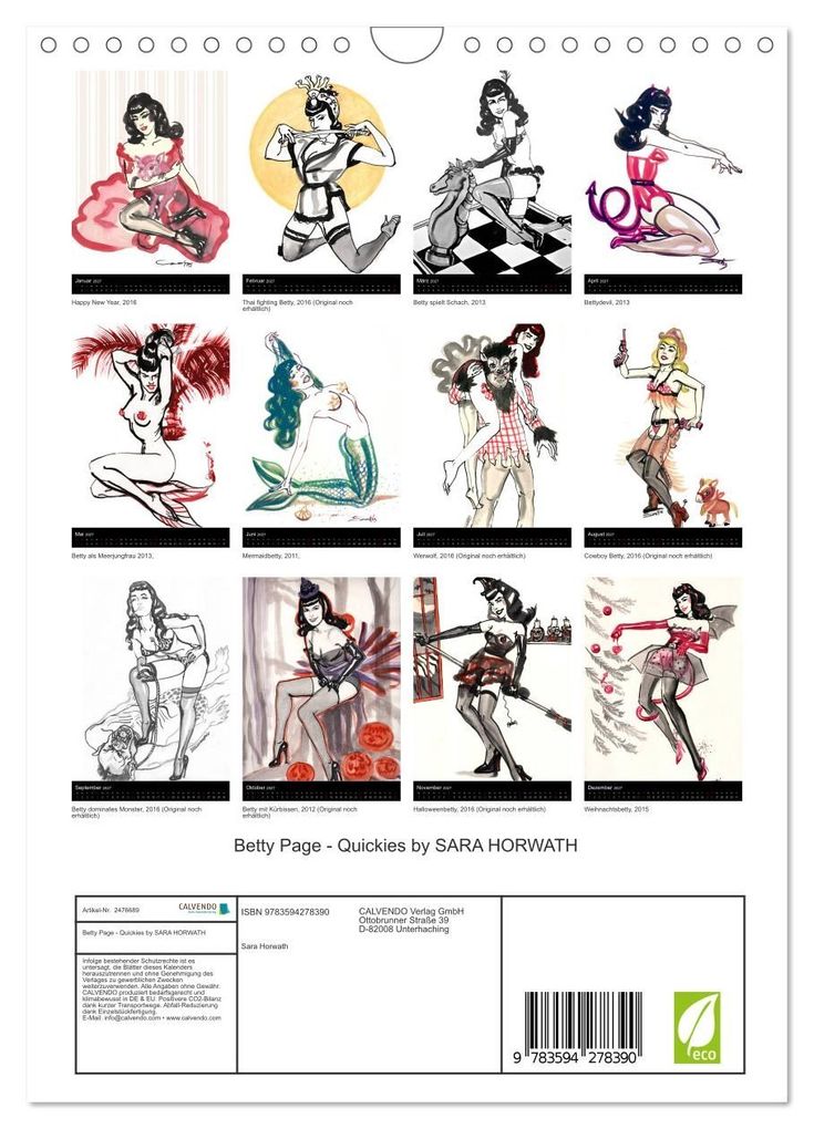 Weitere Ansicht: Betty Page - Quickies by SARA HORWATH (Wandkalender 2027 DIN A4 hoch), CALVENDO Monatskalender | Sara Horwath Burlesque up your wall, Calvendo