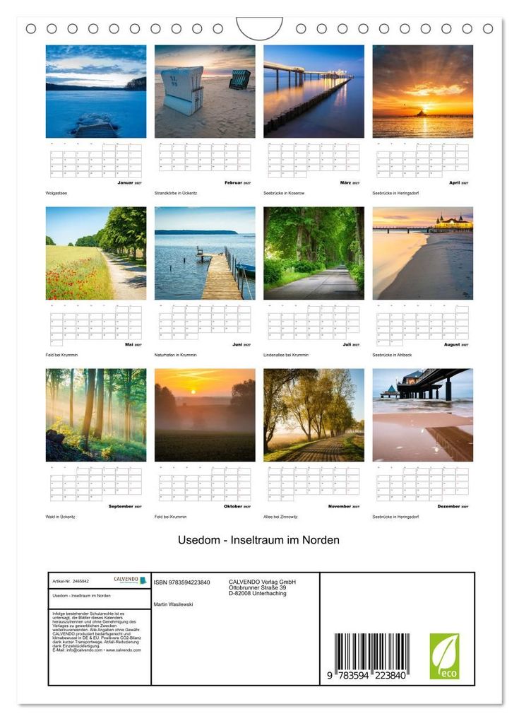 Weitere Ansicht: Usedom - Inseltraum im Norden (Wandkalender 2027 DIN A4 hoch), CALVENDO Monatskalender | Martin Wasilewski, Calvendo