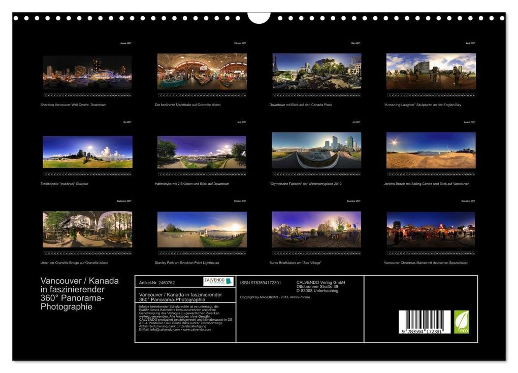 Weitere Ansicht: Vancouver / Kanada in faszinierender 360° Panorama-Photographie (Wandkalender 2027 DIN A3 quer), CALVENDO Monatskalender | Copyright by AmosArtwork, Armin Portele, Calvendo
