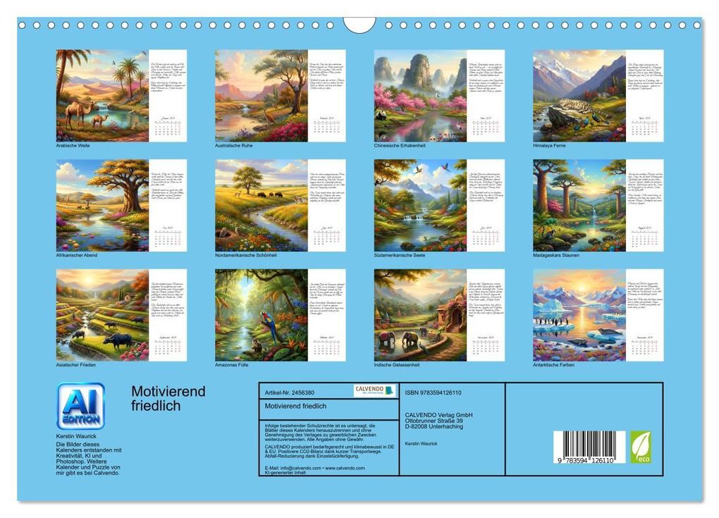 Weitere Ansicht: Motivierend friedlich (Wandkalender 2027 DIN A3 quer), CALVENDO Monatskalender | Kerstin Waurick, Calvendo