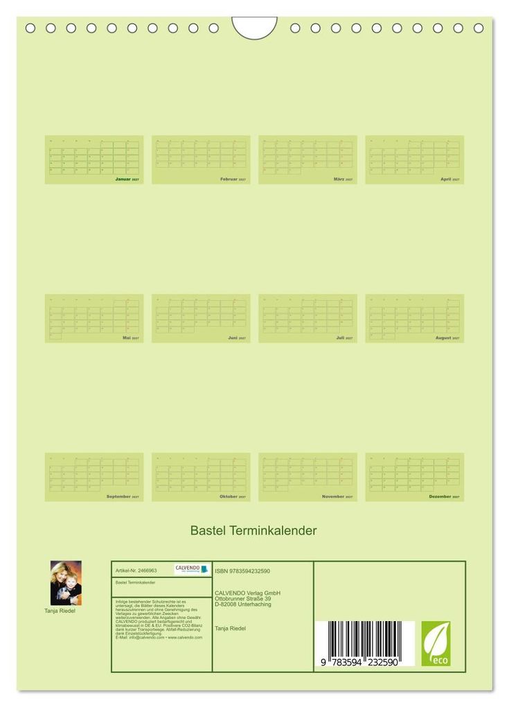 Weitere Ansicht: Bastel Terminkalender (Wandkalender 2027 DIN A4 hoch), CALVENDO Monatskalender | Calvendo