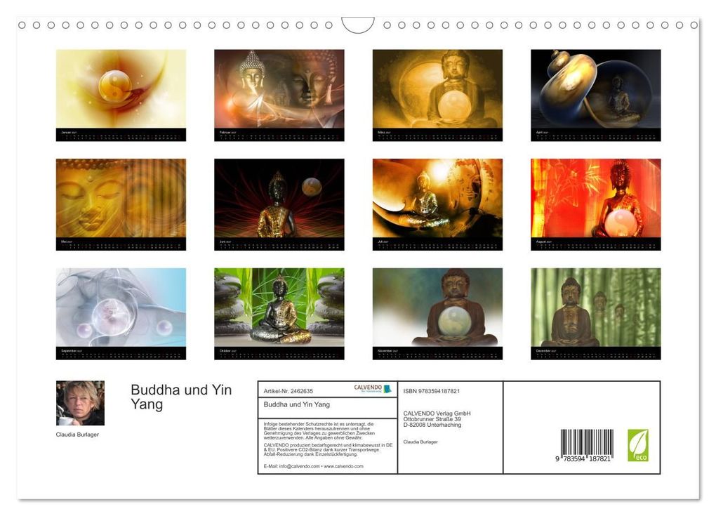Weitere Ansicht: Buddha und Yin Yang (Wandkalender 2027 DIN A3 quer), CALVENDO Monatskalender | Claudia Burlager, Calvendo