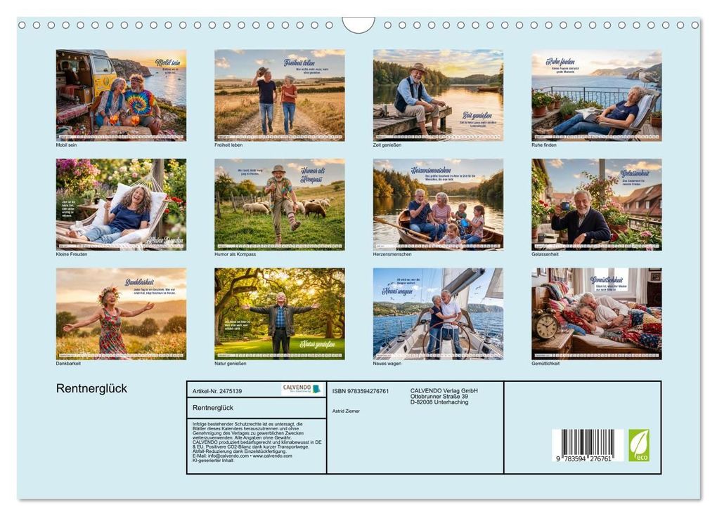 Weitere Ansicht: Rentnerglück (Wandkalender 2027 DIN A3 quer), CALVENDO Monatskalender | Astrid Ziemer, Calvendo