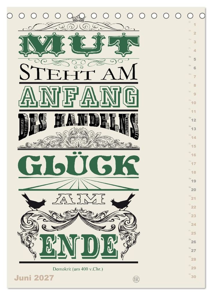 Weitere Ansicht: Die schönsten Lebensweisheiten Typo - Kalender (Tischkalender 2027 DIN A5 hoch), CALVENDO Monatskalender | Bilder: bilwissedition.com Layout: Babette Reek, Calvendo, Babette Reek