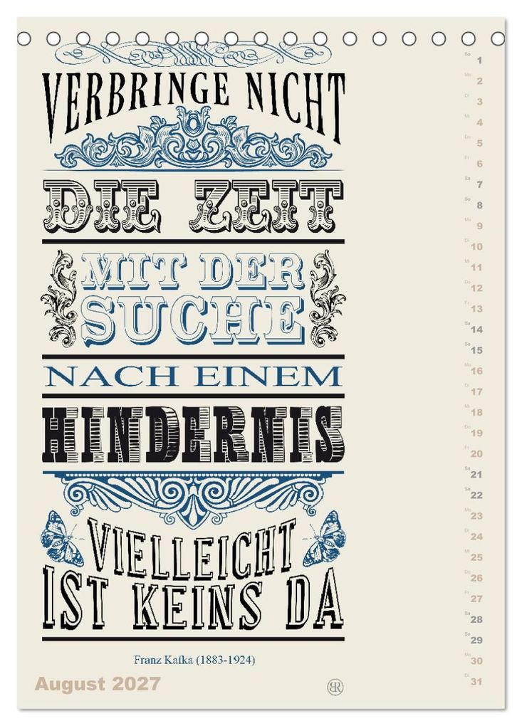 Weitere Ansicht: Die schönsten Lebensweisheiten Typo - Kalender (Tischkalender 2027 DIN A5 hoch), CALVENDO Monatskalender | Bilder: bilwissedition.com Layout: Babette Reek, Calvendo, Babette Reek