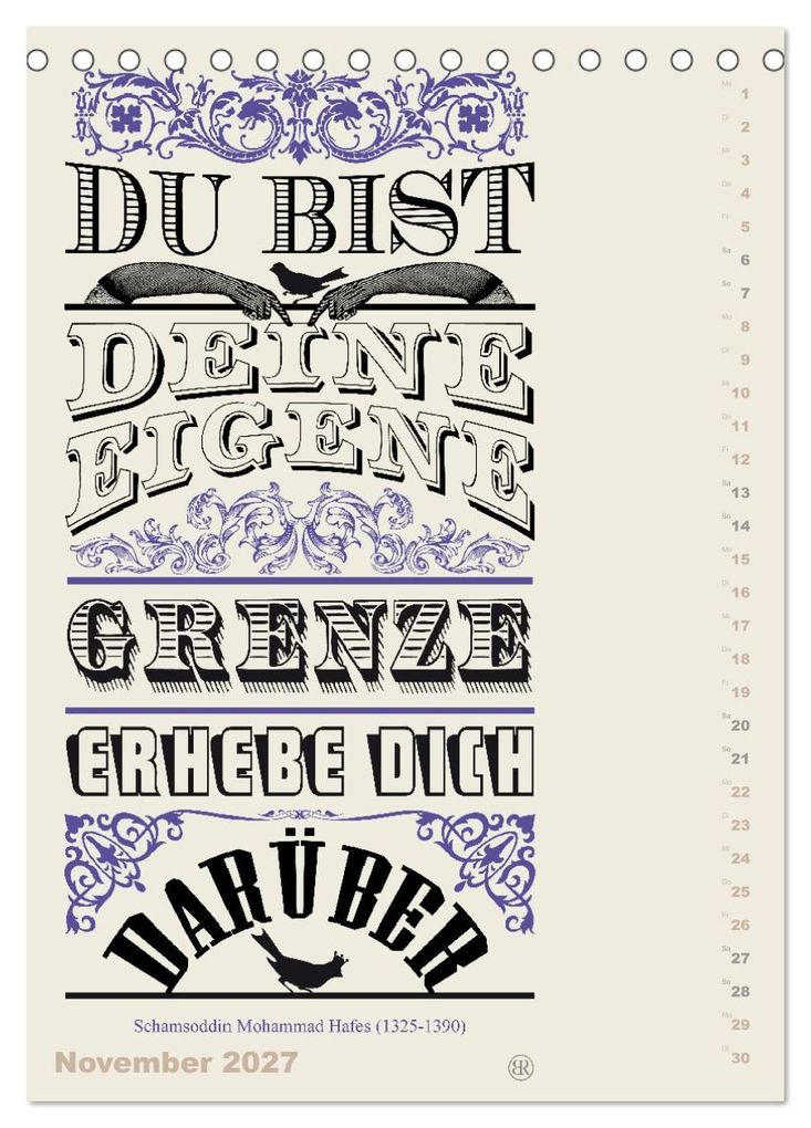 Weitere Ansicht: Die schönsten Lebensweisheiten Typo - Kalender (Tischkalender 2027 DIN A5 hoch), CALVENDO Monatskalender | Bilder: bilwissedition.com Layout: Babette Reek, Calvendo, Babette Reek