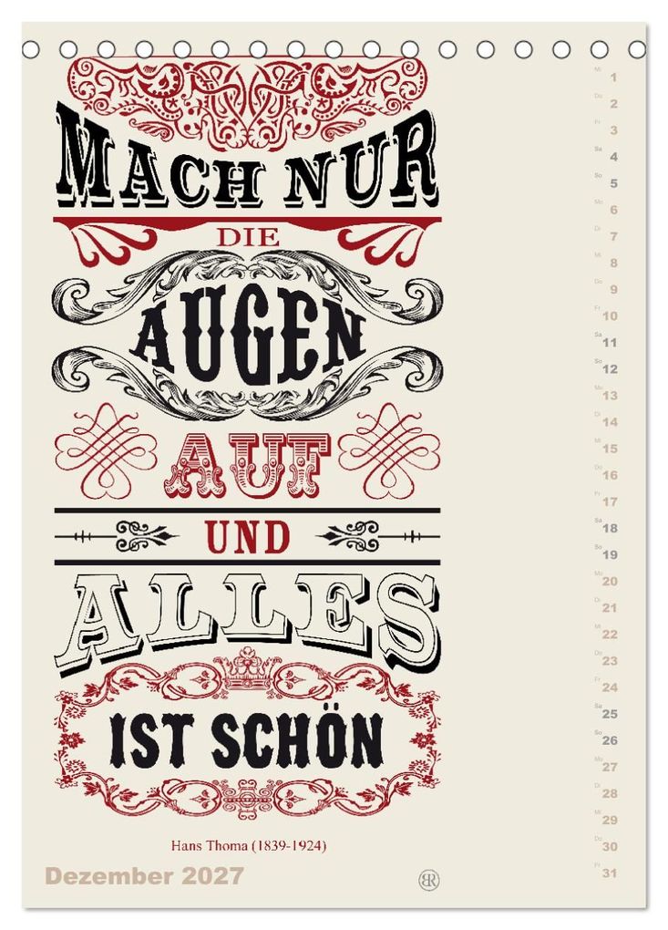Weitere Ansicht: Die schönsten Lebensweisheiten Typo - Kalender (Tischkalender 2027 DIN A5 hoch), CALVENDO Monatskalender | Bilder: bilwissedition.com Layout: Babette Reek, Calvendo, Babette Reek