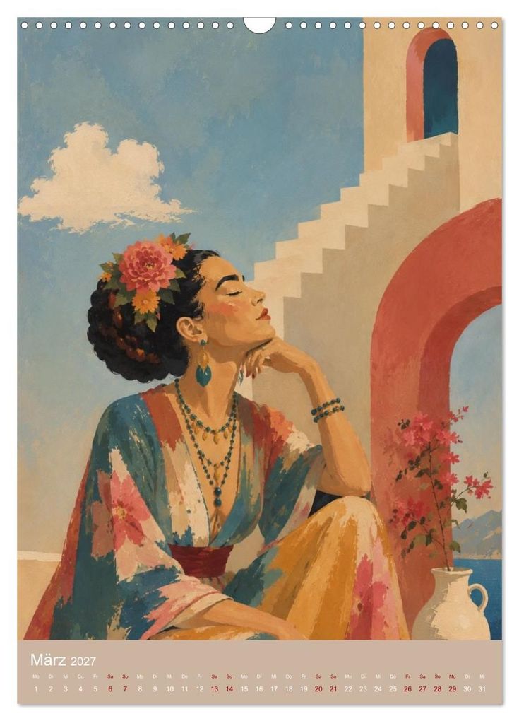 Weitere Ansicht: Freude im Haar. Leid im Herzen. Eine Hommage an Frida Kahlo (Wandkalender 2027 DIN A3 hoch), CALVENDO Monatskalender | Rose el Rose, Calvendo