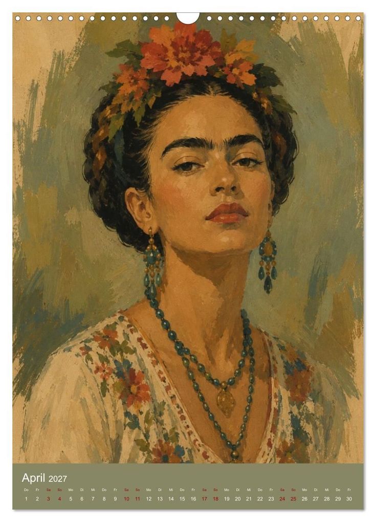 Weitere Ansicht: Freude im Haar. Leid im Herzen. Eine Hommage an Frida Kahlo (Wandkalender 2027 DIN A3 hoch), CALVENDO Monatskalender | Rose el Rose, Calvendo