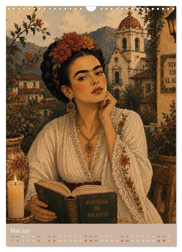 Weitere Ansicht: Freude im Haar. Leid im Herzen. Eine Hommage an Frida Kahlo (Wandkalender 2027 DIN A3 hoch), CALVENDO Monatskalender | Rose el Rose, Calvendo