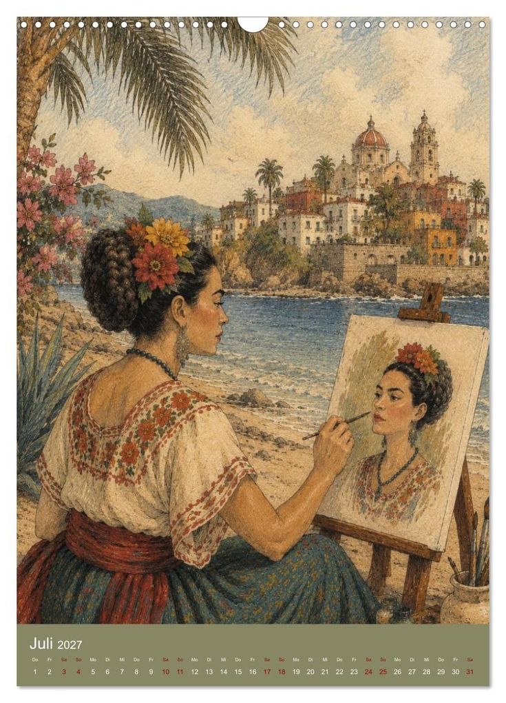 Weitere Ansicht: Freude im Haar. Leid im Herzen. Eine Hommage an Frida Kahlo (Wandkalender 2027 DIN A3 hoch), CALVENDO Monatskalender | Rose el Rose, Calvendo