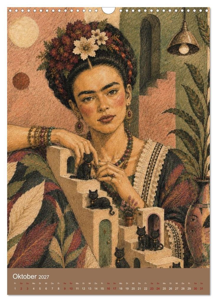 Weitere Ansicht: Freude im Haar. Leid im Herzen. Eine Hommage an Frida Kahlo (Wandkalender 2027 DIN A3 hoch), CALVENDO Monatskalender | Rose el Rose, Calvendo