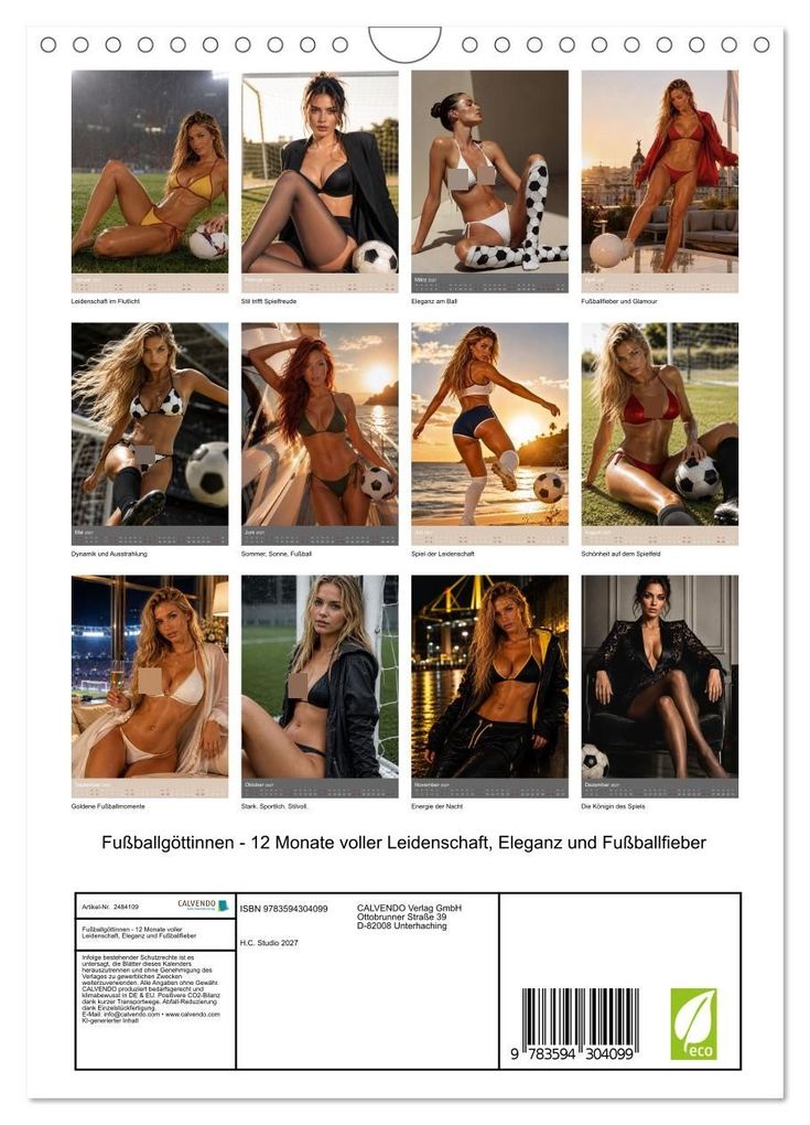 Weitere Ansicht: Fußballgöttinnen - 12 Monate voller Leidenschaft, Eleganz und Fußballfieber (Wandkalender 2027 DIN A4 hoch), CALVENDO Monatskalender | H.C. Studio 2027, Calvendo
