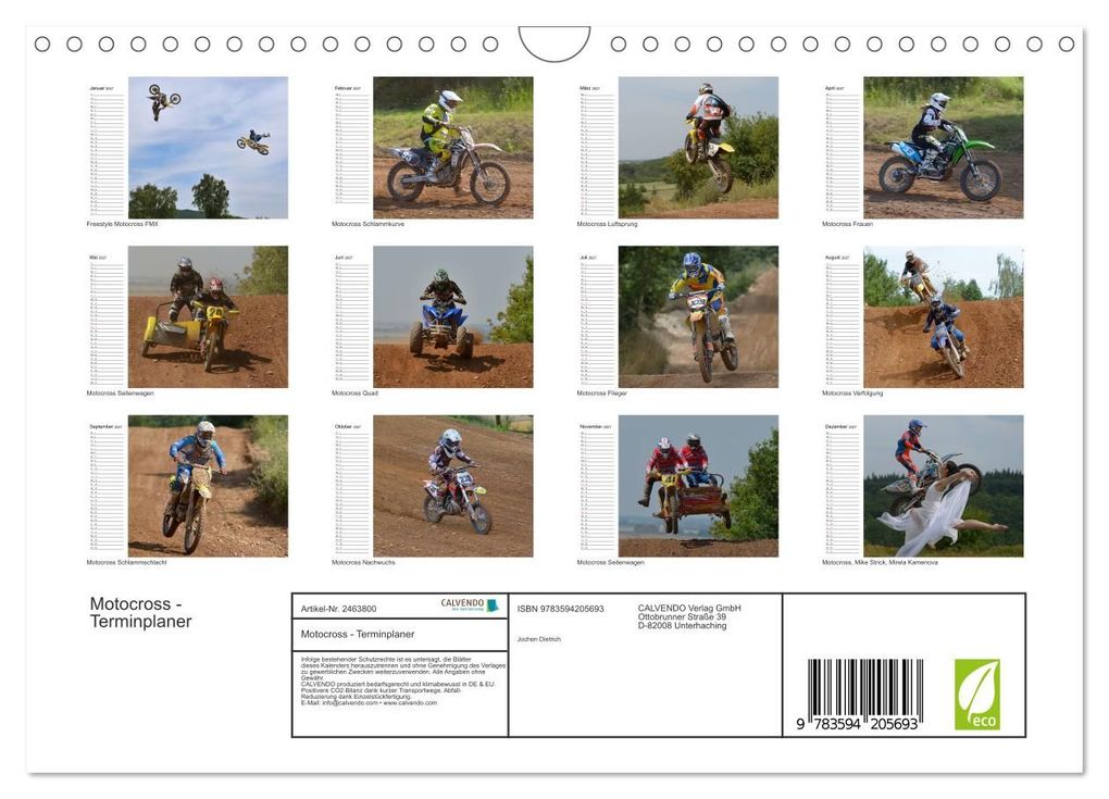 Weitere Ansicht: Motocross - Terminplaner (Wandkalender 2027 DIN A4 quer), CALVENDO Monatskalender | Jochen Dietrich, Calvendo