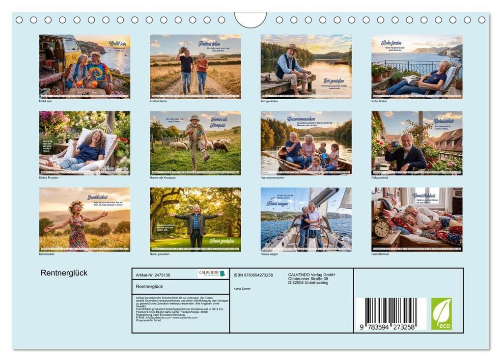 Weitere Ansicht: Rentnerglück (Wandkalender 2027 DIN A4 quer), CALVENDO Monatskalender | Astrid Ziemer, Calvendo