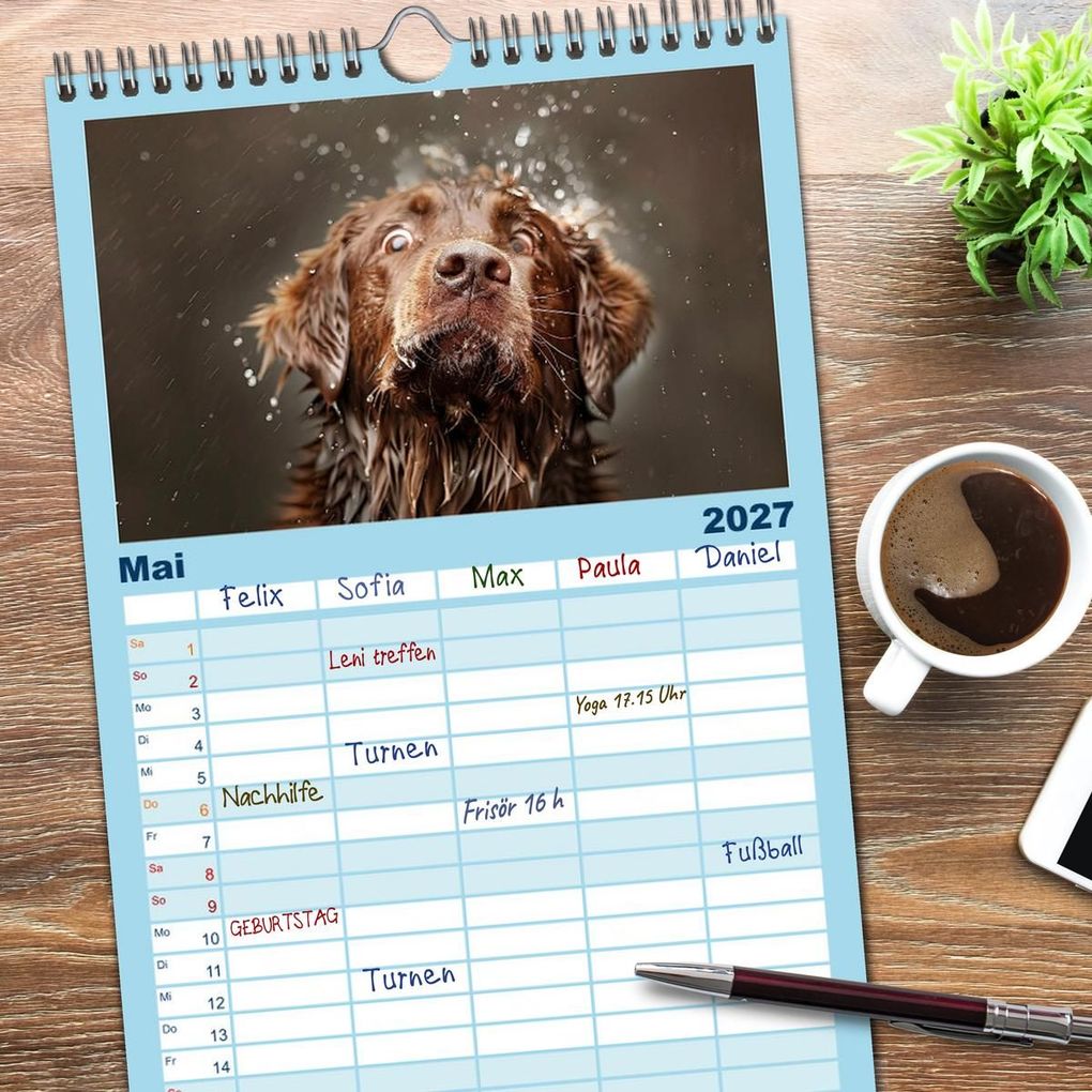 Weitere Ansicht: Familienplaner 2027 - Hunde und Wasser mit 5 Spalten (Wandkalender, 21 x 45 cm) CALVENDO | Daniela Tapper, Calvendo