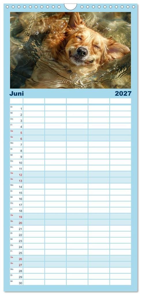 Weitere Ansicht: Familienplaner 2027 - Hunde und Wasser mit 5 Spalten (Wandkalender, 21 x 45 cm) CALVENDO | Daniela Tapper, Calvendo