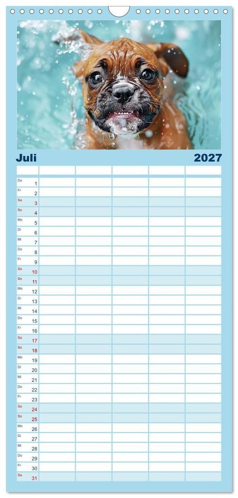 Weitere Ansicht: Familienplaner 2027 - Hunde und Wasser mit 5 Spalten (Wandkalender, 21 x 45 cm) CALVENDO | Daniela Tapper, Calvendo