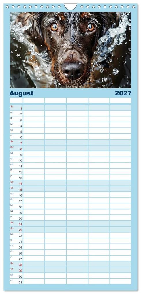 Weitere Ansicht: Familienplaner 2027 - Hunde und Wasser mit 5 Spalten (Wandkalender, 21 x 45 cm) CALVENDO | Daniela Tapper, Calvendo