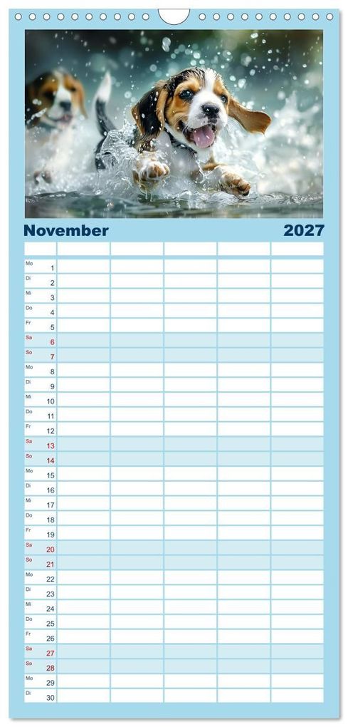 Weitere Ansicht: Familienplaner 2027 - Hunde und Wasser mit 5 Spalten (Wandkalender, 21 x 45 cm) CALVENDO | Daniela Tapper, Calvendo